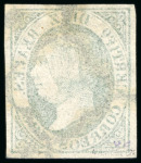 Stamp of Spain 1851 10R green used, good even margins, neat cancel