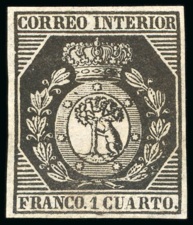 Stamp of Spain 1853 1cu ormulu ("bronce dorado") unused