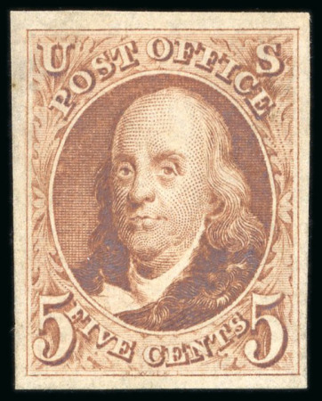 Stamp of United States » 1847 Issue 1847, Benjamin Franklin, 5c red-brown, unused, bluish
