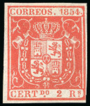 Stamp of Spain 1854, 2R red unused