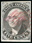 Stamp of United States » Postmasters' Provisionals 1845, George Washington, 5c black, signed ACM, gorgeously