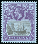 Stamp of St. Helena 1922, Chalk-surface paper, 15s grey and purple-blue,