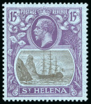 Stamp of St. Helena 1922, Chalk-surface paper, 15s grey and purple-blue,