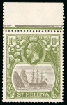Stamp of St. Helena 1922, 10s grey and olive-green, perf 14, wmk multi