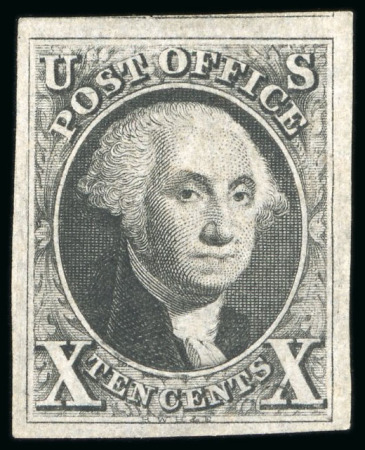 Stamp of United States » 1847 Issue 1847, George Washington, 10c black, pen cancel removed