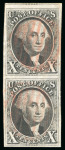 Stamp of United States » 1847 Issue 1847, George Washington, 10c black, vertical pair, used