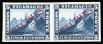 Stamp of Nicaragua 1862, 2c black and 5c blue, plate colour proofs in