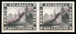Stamp of Nicaragua 1862, 2c black and 5c blue, plate colour proofs in