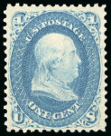 Stamp of United States » 1861-1866 issue 1861, Franklin, 1c blue, mint, original gum, post office