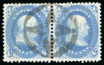 Stamp of United States » 1861-1866 issue 1861, Franklin, 1c blue, horizontal pair, a single