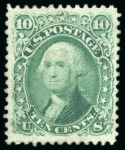 Stamp of United States » 1861-1866 issue 1861, Washington, 10c green, unused, beautifully positioned,