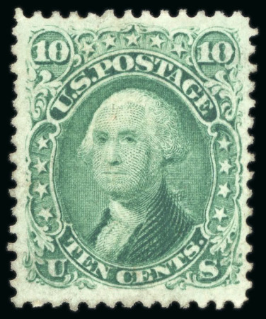Stamp of United States » 1861-1866 issue 1861, Washington, 10c green, unused, beautifully positioned,