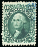 Stamp of United States » 1861-1866 issue 1861, Washington, 10c dark-green, wonderfully positioned,