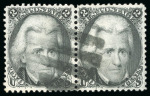 Stamp of United States » 1861-1866 issue 1863, Jackson, 2c black, horizontal pair, choice positioning,