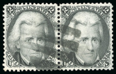 Stamp of United States » 1861-1866 issue 1863, Jackson, 2c black, horizontal pair, choice positioning,