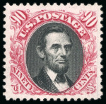 Stamp of United States » 1869 Pictoral Issue 1875, Re-Issue of 1869 Issue, Lincoln, 15c carmine and black, unused without gum