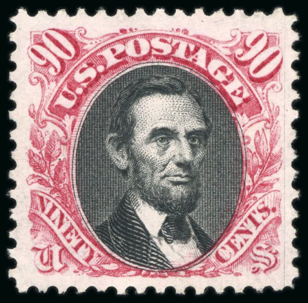 Stamp of United States » 1869 Pictoral Issue 1875, Re-Issue of 1869 Issue, Lincoln, 15c carmine and black, unused without gum