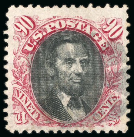 Stamp of United States » 1869 Pictoral Issue 1869, Lincoln, 15c carmine and black, lightly cancelled
