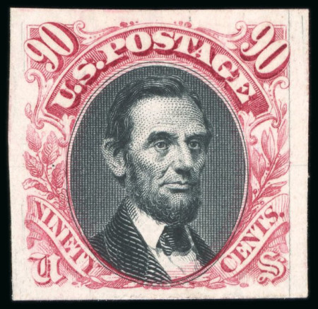 Stamp of United States » 1869 Pictoral Issue 1869, Lincoln, 15c carmine and black, imperforate plate