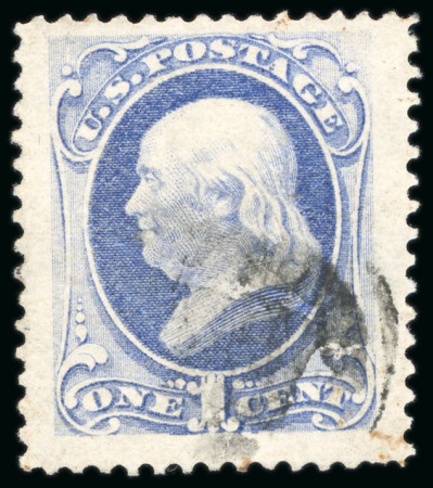 Stamp of United States » 1870-75 National Bank Note Co. and Continental Bank Note Co. Issues 1870, Franklin, 1c ultramarine, lightly cancelled