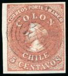 Stamp of Chile 1853-55, group of seven used stamps