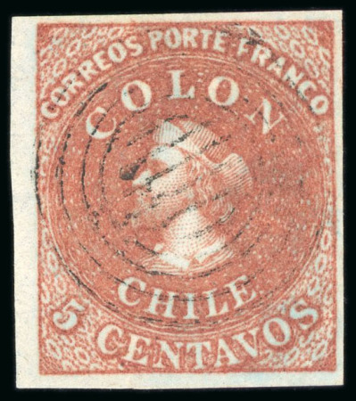 Stamp of Chile 1853-55, group of seven used stamps