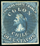 Stamp of Chile 1853-55, group of seven used stamps