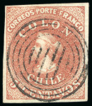 Stamp of Chile 1853-55, group of seven used stamps