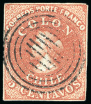 Stamp of Chile 1853-55, group of seven used stamps