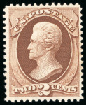 Stamp of United States » 1870-75 National Bank Note Co. and Continental Bank Note Co. Issues 1873, Jackson, 2c brown, mint, no gum, well positioned,