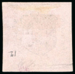 Stamp of Dominican Republic 1865, 1/2r black on rose, position 12, unused without gum