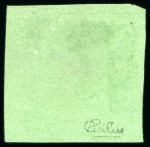 Stamp of Dominican Republic 1865, 1r black on deep green, position 1, unused without gum