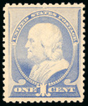Stamp of United States » 1879-93 Bank Notes Issue -American Bank Note 1887, Franklin, 1c ultramarine, mint n.h.
