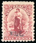 Stamp of New Zealand » Niue 1902, 1d carmine mint h.r. and used with 4 JAN 1902 violet cds