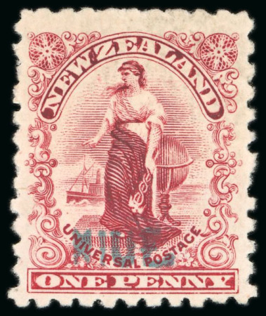 Stamp of New Zealand » Niue 1902, 1d carmine mint h.r. and used with 4 JAN 1902 violet cds