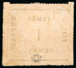 Stamp of Fiji 1870, Fiji Times Express 1d on thin vertically ribbed paper, mint