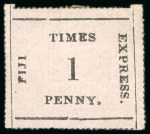 Stamp of Fiji 1870, Fiji Times Express 1d on thin vertically ribbed paper, mint