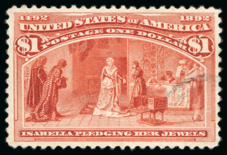 Stamp of United States » 1893 Columbus Issue 1893, Columbian Exposition, $1 salmon, nicely centered,