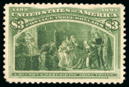 Stamp of United States » 1893 Columbus Issue 1893, Columbian Exposition, $3 olive-green, mint with