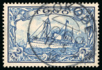Stamp of Germany » German Colonies » Togo 1900, Kaiser's Yacht no wmk 2M used with Sokode cds, and 5M on piece tied by two complete strikes of Lome cds