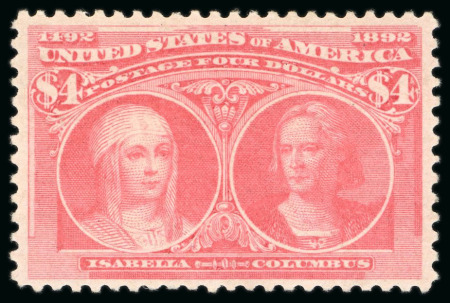 Stamp of United States » 1893 Columbus Issue 1893, Columbian Exposition, $4 crimson-lake, mint with original gum, well centered