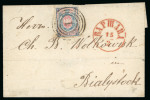 Stamp of Poland 1860, 10k blue and pale rose, well centered, tied to
