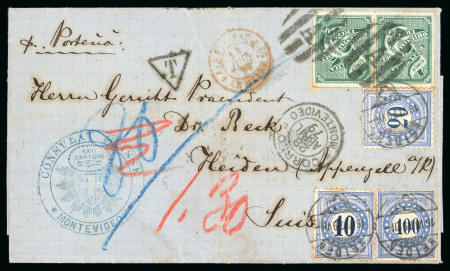 Stamp of Uruguay 1879 (Apr 28) entire to Switzerland franked 1877-79