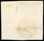 Stamp of Spain 1851, Isabel II 6r blue, good even margins, tied to piece by crisp barred oval