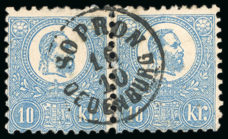 Stamp of Hungary 1871-1872, Lot of eleven first issue items, nine lithographed