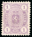 Stamp of Finland 1856-1930, Selection of seven stamp including 1856 10k rose