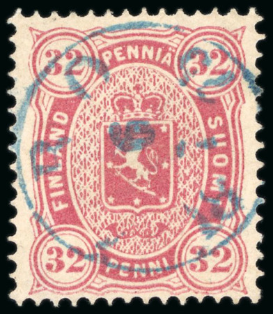 Stamp of Finland 1875, 32p lake Copenhagen printing, used with one a