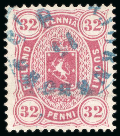 Stamp of Finland 1875, 32p lake Copenhagen printing, two used, one with