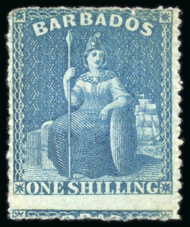 Stamp of Barbados 1861-70 Britannia, 1s blue error of colour