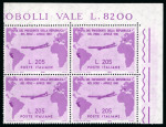 Stamp of Italy » Repubblica 1961, "Gronchi Rosa" 205L in a magnificent block of four n.h.